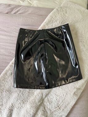 Shiny Black Patent Mini Skirt
